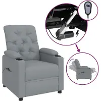 vidaXL Fauteuil elektrisch verstelbaar stof lichtgrijs