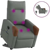 vidaXL Sta-op-massagestoel elektrisch verstelbaar stof donkergrijs