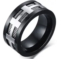 Mendes Stalen kabel ring Cross-21mm