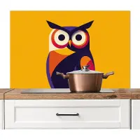 KitchenYeah Spatscherm keuken 100x65 cm - Kookplaat achterwand Uil - Grafisch - Kleurrijk - Ogen - Muurbeschermer - Spatwand fornuis - Hoogwaardig aluminium