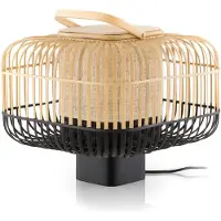 Forestier Tafellampe , Bamboo Square S, Zwart, Woonkamer, Bamboe, Designer