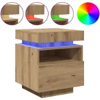 vidaXL Nachtkastje met LED-verlichting 40x39x48,5 cm artisanaal eiken
