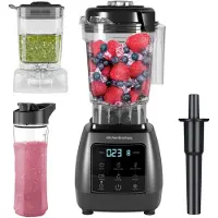 Kitchenbrothers 2-in-1 Power Blender - 1600W - 2L - Complete Set met Hakmolen en To-go Beker - Smoothie Maker - IJscrusher - Metallic Grijs