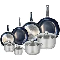 Fackelmann Set van 4 Kookpannen 20, 24, 28 en 32 cm en 4 braadpannen 12, 14, 20 en 24 cm Elo Prima Brillant