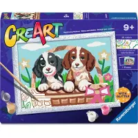 Ravensburger Creart schilderen op nummer honden in mandje