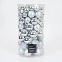 Décoris Kerstbal kunststof d6cm ass 100st zilver