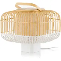Forestier Tafellampe , Bamboo Square S, Wit, Woonkamer, Bamboe, Designer
