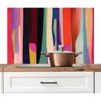 KitchenYeah Spatscherm keuken 100x65 cm - Kookplaat achterwand Kleurbanen - Verticaal - Kleurrijk - Muurbeschermer - Spatwand fornuis - Hoogwaardig aluminium