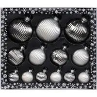 Inge-glas 26x stuks luxe glazen kerstballen ribbel zilver 4, 6, 8 cm - Kerstboomversiering/kerstversiering