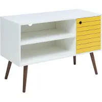 En.casa Tv meubel Vare 100x40x66 cm wit geel en walnootkleurig []