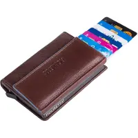 Figuretta Heren Portemonnee Leer met Creditcardhouder - RFID Cardprotector met Munt- en Briefgeldvak - Blue-Line - Bruin
