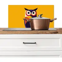 KitchenYeah Spatscherm keuken 70x30 cm - Kookplaat achterwand Uil - Grafisch - Kleurrijk - Ogen - Muurbeschermer - Spatwand fornuis - Hoogwaardig aluminium