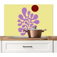 KitchenYeah Spatscherm keuken 100x65 cm - Kookplaat achterwand Koraal - Cirkel - Abstract - Geel - Muurbeschermer - Spatwand fornuis - Hoogwaardig aluminium