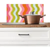 KitchenYeah Spatscherm keuken 70x30 cm - Kookplaat achterwand Banen - Golven - Kleurrijk - Verticaal - Muurbeschermer - Spatwand fornuis - Hoogwaardig aluminium
