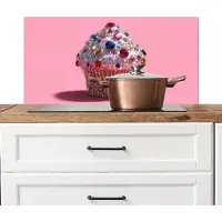 KitchenYeah Spatscherm keuken 90x45 cm - Kookplaat achterwand Cupcake - Kleurrijk - Edelstenen - Muurbeschermer - Spatwand fornuis - Hoogwaardig aluminium