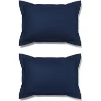 SENZA DONNA 100% Katoen PERCALINE Uni 2x Oxford Kussenslopen met Volant en Cordonrand 60x70+20+5 cm RAFBLAUW