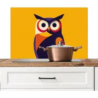 KitchenYeah Spatscherm keuken 80x55 cm - Kookplaat achterwand Uil - Grafisch - Kleurrijk - Ogen - Muurbeschermer - Spatwand fornuis - Hoogwaardig aluminium