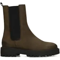 Manfield Donkergroene nubuck chelsea boots | Maat 38
