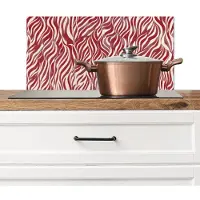 KitchenYeah Spatscherm keuken 60x30 cm - Kookplaat achterwand Golvende vormen - Abstract - Rood - Muurbeschermer - Spatwand fornuis - Hoogwaardig aluminium