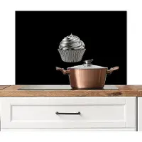 KitchenYeah Spatscherm keuken 90x60 cm - Kookplaat achterwand Cupcake - Luxueus - Zilver - Muurbeschermer - Spatwand fornuis - Hoogwaardig aluminium