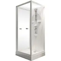 Schulte Juist - vierkante douchecabine - 90x90x210 - wit - transparant veiligheidsglas - douchegarnituur - verstelbare douchekop
