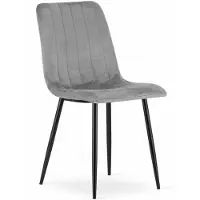 Leobert Eetkamerstoel LAVA - Lichtgrijs - Zwarte Metalen Poten - Velvet Bekleding - Industriële Stijl, Max. 110 kg, Ergonomisch Design, Comfortabele Zitting