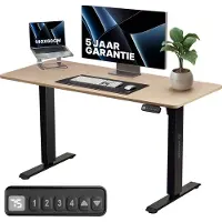 Stane Zit Sta Bureau Elektrisch Verstelbaar 140 x 60 cm - 4 Geheugen