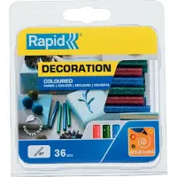 Rapid Lijmpatronen gekleurd | Glitter rood, groen en blauw | 7 mm x 90 mm | 36 stuks | Blister - 5001424