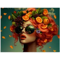 PosterMonkey Poster 120x90 cm - Vrouw - Sinaasappel - Bessen - Oranje - Posters - Kamer decoratie - Wanddecoratie woonkamer - Muurdecoratie slaapkamer