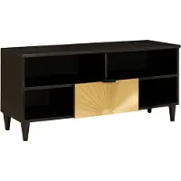 vidaXL TV Kast Zwart en Goud 100 x 33 x 46 cm Bewerkt hout
