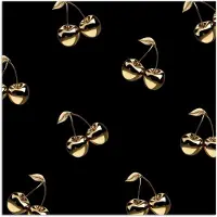 PosterMonkey Poster 100x100 cm - Patroon - Kersen - Goud - Chrome - Posters - Wanddecoratie keuken - Muurdecoratie woonkamer - Decoratieve accessoires - Kamer muur decoratie