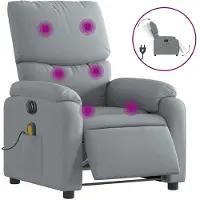 vidaXL Massagestoel elektrisch verstelbaar stof lichtgrijs