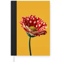 MuchoWow Notitieboek - Schrijfboek - Bloem - Rood - Stippen - Notitieboekje klein - A5 formaat - Schrijfblok