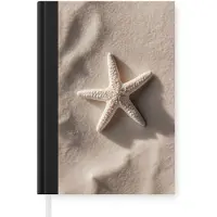 MuchoWow Notitieboek - Schrijfboek - Strand - Zeester - Zand - Beige - Notitieboekje klein - A5 formaat - Schrijfblok