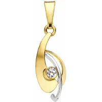 MORI Gold 14krt geel-/witgouden hanger met zirkonia, subtiele fantasie hanger met een moderne uitstraling, model 41-HN-368