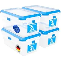 OEM 4x 2L Voedselcontainerset in cateringkwaliteit - 100% luchtdicht en lekvrij - -40 tot +100 graden - voor alle voedingsmiddelen - BPA-vrij - Koelkastbewaarcontainers [GEMAAKT IN DE EU]