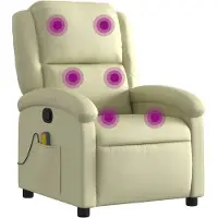 vidaXL Massagestoel van echt leer, crèmekleurig