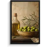 PosterMonkey Poster in lijst - Fotolijst 40x60 cm - Posters - Olijven - Stilleven - Vintage - Posterlijst zwart - Decoratie - Wanddecoratie woonkamer - Muurdecoratie slaapkamer