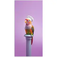 PosterMonkey Poster 20x40 cm - Papegaai - Koksmuts - Pilaar - Vogel - Posters - Wanddecoratie keuken - Muurdecoratie woonkamer - Decoratieve accessoires - Kamer muur decoratie