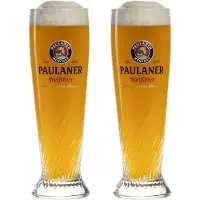 Paulaner Bierglazen Weizen 300 ml - Set van 2 glazen voor tarwebier - Ideaal voor schuimige bieren - Vaatwasserbestendig - Helder glas - 203 mm hoog - Glaswerk - Bierglazen