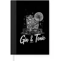 MuchoWow Notitieboek - Schrijfboek - Gin en tonic - Glas - Limoen - Ijsblokjes - Notitieboekje klein - A5 formaat - Schrijfblok
