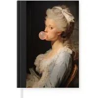 MuchoWow Notitieboek - Schrijfboek - Vrouw - Barokjurk - Kauwgom - Notitieboekje klein - A5 formaat - Schrijfblok