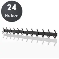 VOLCAN Wandkapstok - 24 Haken - Muur Kapstok Hangend met 3M Tape - Industrieel - Zwart RVS