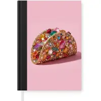 MuchoWow Notitieboek - Schrijfboek - Taco - Kleurrijk - Edelstenen - Goud - Notitieboekje klein - A5 formaat - Schrijfblok