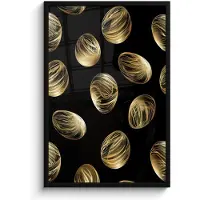 PosterMonkey Poster in lijst - Fotolijst 60x90 cm - Posters - Eieren - Goud - Patroon - Posterlijst zwart - Decoratie - Wanddecoratie woonkamer - Muurdecoratie slaapkamer