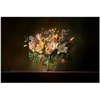 PosterMonkey Poster 90x60 cm - Glazen - Bloemen - Boeket - Kleuren - Posters - Kamer decoratie - Wanddecoratie woonkamer - Muurdecoratie slaapkamer