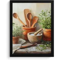 PosterMonkey Poster in lijst - Fotolijst 30x40 cm - Posters - Potten - Kruiden - Hout - Posterlijst zwart - Decoratie - Wanddecoratie woonkamer - Muurdecoratie slaapkamer