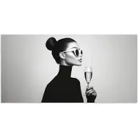 PosterMonkey Poster 40x20 cm - Vrouw - Champagne - Modern - Posters - Kamer decoratie - Wanddecoratie woonkamer - Muurdecoratie slaapkamer