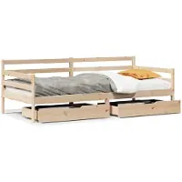 vidaXL Slaapbank met lades 90x190 cm massief grenenhout