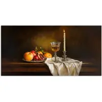 PosterMonkey Poster 40x20 cm - Fruit - Stilleven - Wijn - Kaars - Posters - Kamer decoratie - Wanddecoratie woonkamer - Muurdecoratie slaapkamer